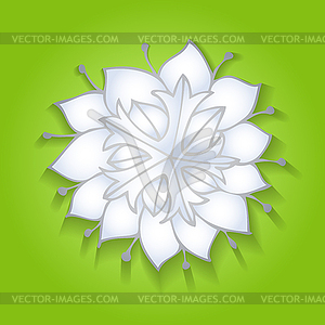 Flower on green background with realistic shadow - vector clipart