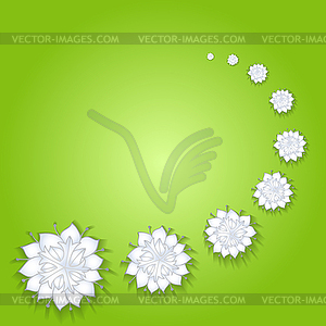 Flower on green background with realistic shadow - vector image