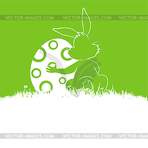 Смешные Пасхальный заяц с пасхальные яйца - векторизованный клипарт