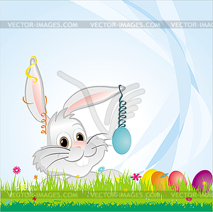 Funny Easter Bunny with Easter Egg - vector image