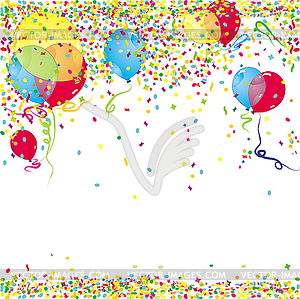 Balloons, confetti party background - vector image