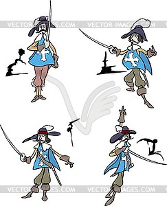 French musketeers - vector clipart