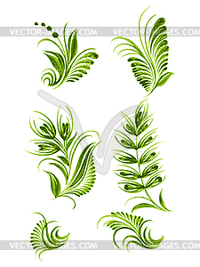 Flower green elements collection Ukraine ethnic - vector image