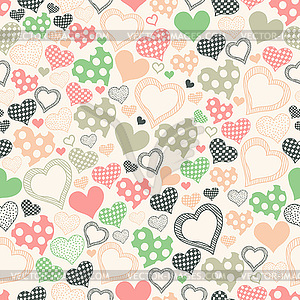 Seamless pattern with hearts on a light background - vector image