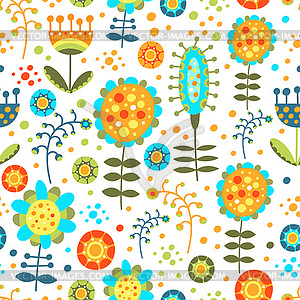 Seamless bright floral pattern on a white background - vector clip art