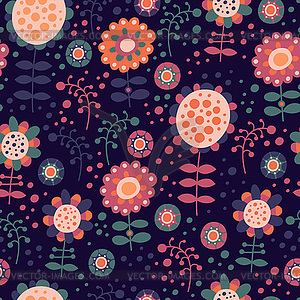 Seamless color pattern with flowers - vector image