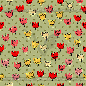 Seamless pettern with many of tulips on a background - vector image