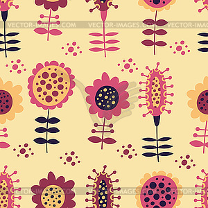 Seamless floral pattern on a beige background - vector clip art