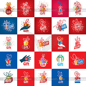 Logo box with gifts - vector image