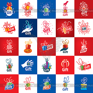 Logo box with gifts - vector image