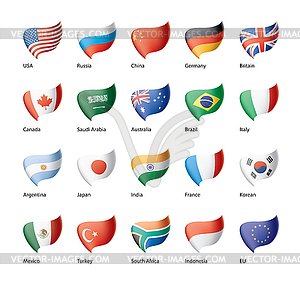 Set of flags of G20 - vector image