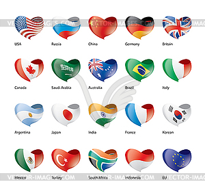 Set of flags of G20 - vector image