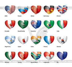 Set of flags of G20 - vector clipart