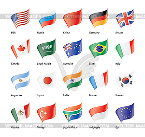 Set of flags of G20 - vector image