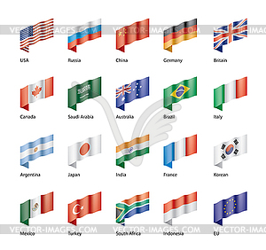 Set of flags of G20 - vector clipart