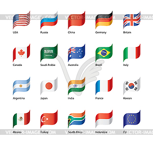 Set of flags of G20 - vector image