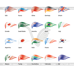 Set of flags of G20 - vector clip art