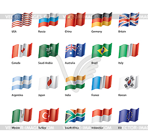 Set of flags of G20 - vector clipart