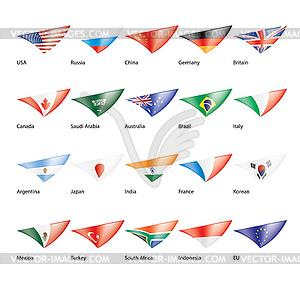 Set of flags of G20 - vector clipart