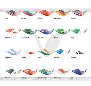 Set of flags of G20 - vector image