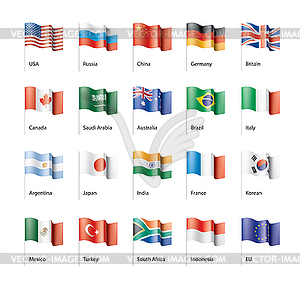 Набор флагов G20 - иллюстрация в векторе