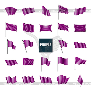 Waving purple flag - vector image