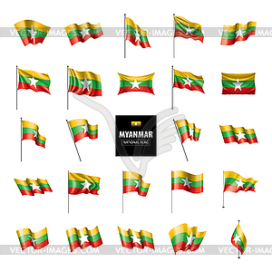 Myanmar flag, - vector image