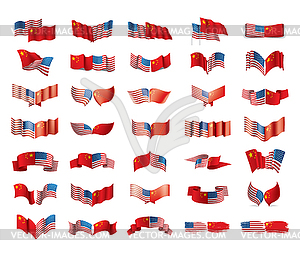 Usa and China flags - vector clipart / vector image