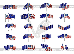 European Union and American flags.  - vector clipart