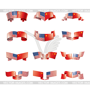 Usa and China flags - vector image