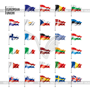 Флаги Европейского союза. - векторное изображение клипарта