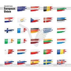 Флаги Европейского союза. - клипарт в векторном виде