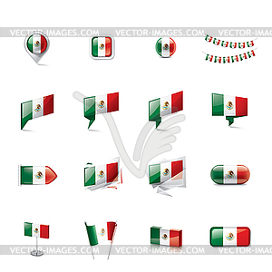 Mexican flag, - vector clipart