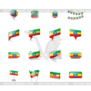 Ethiopia flag, - vector clip art