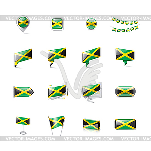 Флаг Ямайки, - цветной векторный клипарт