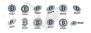 Set of logos with Bitcoin - vector image