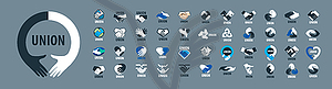 Set of Handshake logos on gray background - vector clip art