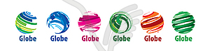 Set of abstract logos of global network - vector image