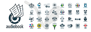 Set of audiobook logos - vector image