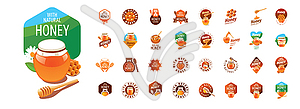 Набор медовых логотипов - клипарт в векторном виде