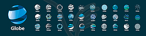 Набор логотипов Globe на сером фоне - рисунок в векторном формате