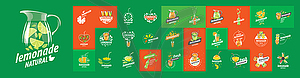 Set of Lemonade logos on different colored - vector image