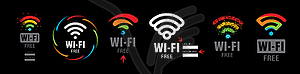 Set of Wi-Fi icons on black background - vector image