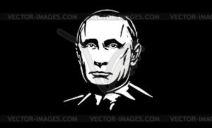 Drawing of Vladimir Putin President of Russian - vector clip art