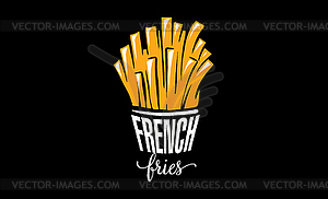 French fries on black background - vector clipart