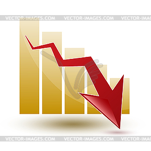 Chart and arrow in regress - vector image