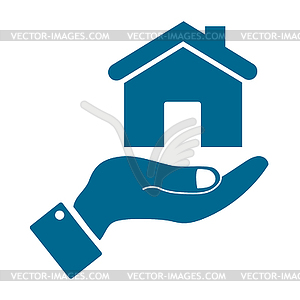 Icons in form of house with human hand - vector image