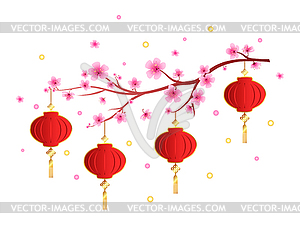 New Year Red Lantern - vector clip art