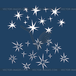 Set of stars on blue background - vector image