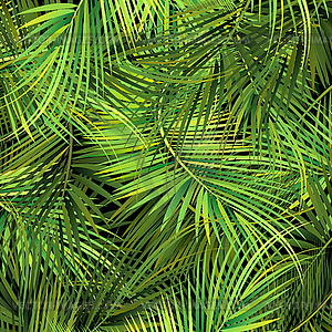 Green palm tree branches on abstract background - vector clip art